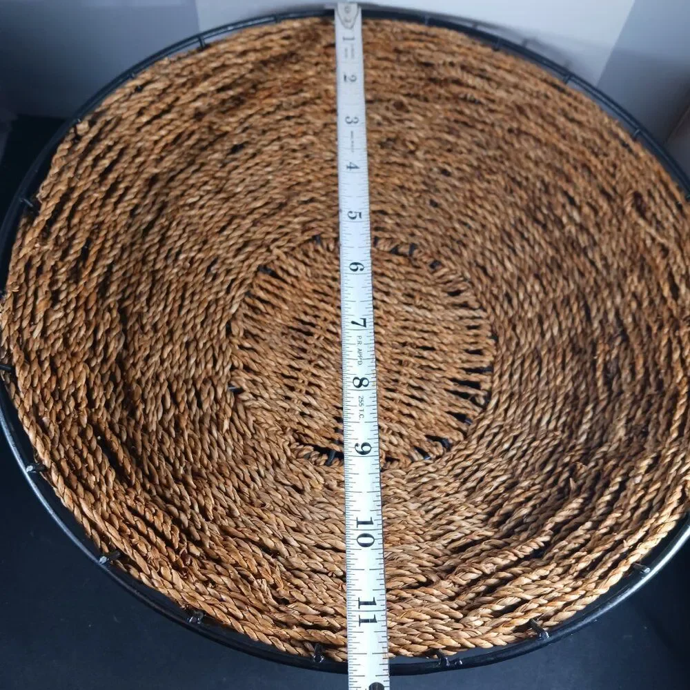 Hand Woven Metal Frame Pedestal Basket